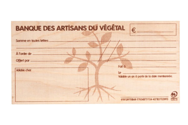 chèque cadeau en bois